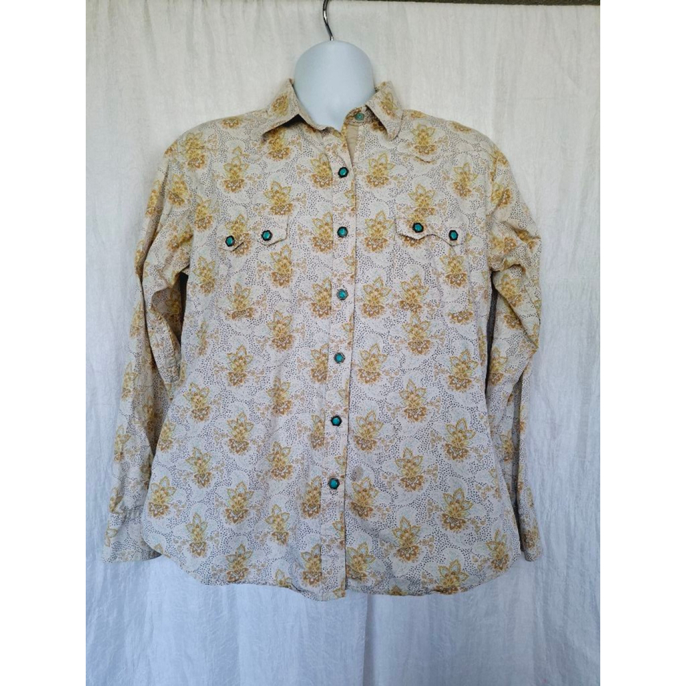 Womens Brooks & Dunn Shirt, western turquoise snap Floral, XL vintage y2k 90s - Picture 2 of 7